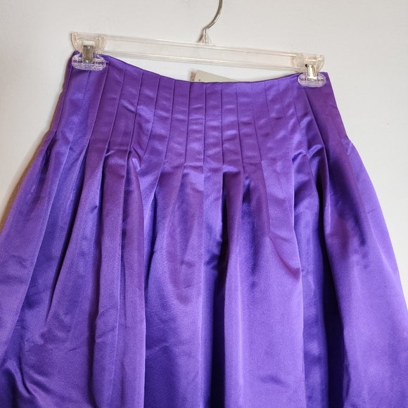 NWT J. Crew Silk Blend Purple Satin Pleated Midi Skirt Size 6 Party Event - Picture 3 of 14